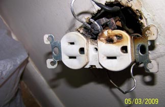 busted electrical outlet